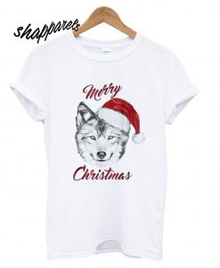 Merry Christmas Head Wolf Santa T shirt