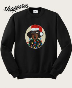 Dachshund Santa Tangled In Christmas Lights Sweatshirt